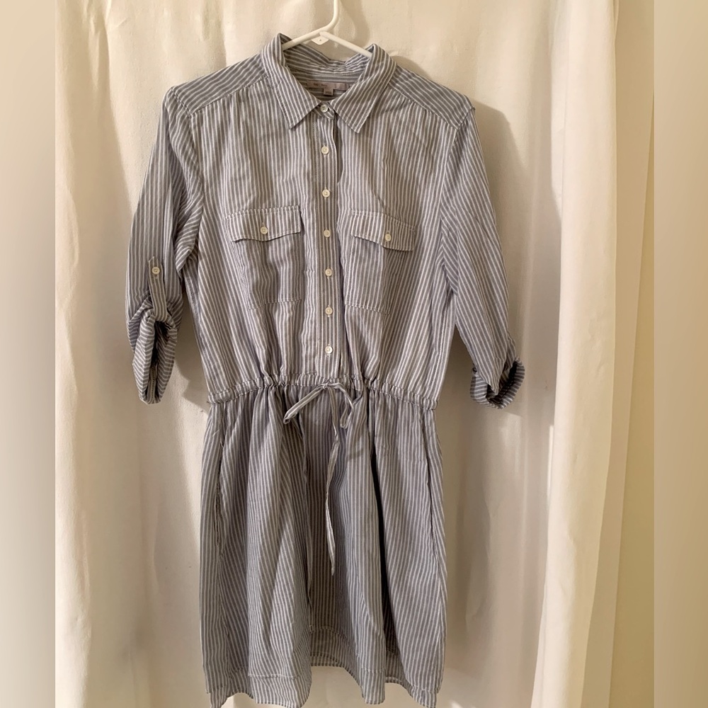 GAP Striped Button-Up Shirt Dress
